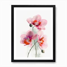 Orchids Flowers Acrylic Painting In Pastel Colours 7 Art Print