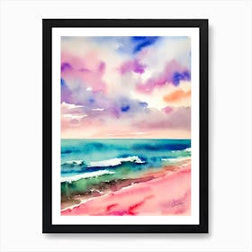 Cottesloe Beach, Australia Pink Watercolour Art Print