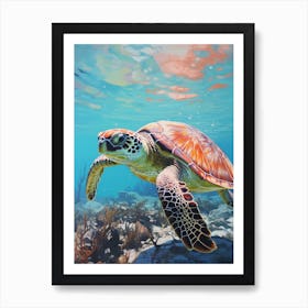 Sea Turtle Ocean And Reflections 1 Art Print