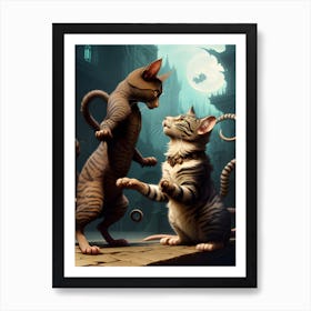 Two Cats Fighting Art Print