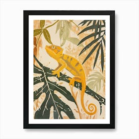 Chameleon In The Jungle Block Print 6 Art Print