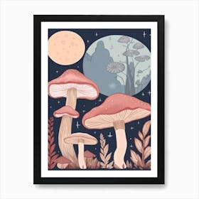 Magic Spring Mushrooms Illustration 11 Art Print