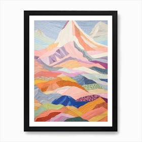 Mount Jefferson United States 1 Colourful Mountain Illustration Art Print