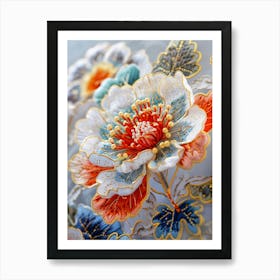 Embroidered Flowers 32 Art Print