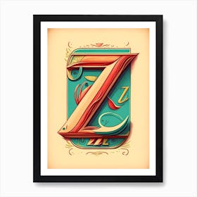 Z, Letter, Alphabet Vintage Sketch 1 Art Print