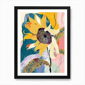 Colourful Flower Illustration Sunflower 1 Art Print