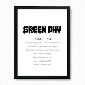 Green Day Basket Case Art Print