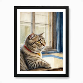 Cat By The Window 3 Art Print