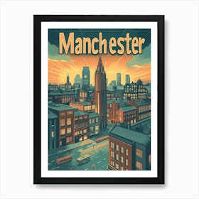 Aihrgdesign A Mid Century Modern Travel Poster For Manchester 3 Art Print