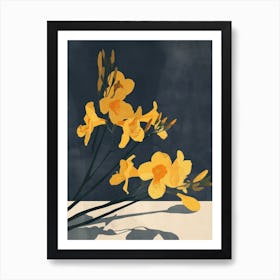 Freesia Flowers On A Table   Contemporary Illustration 2 Art Print