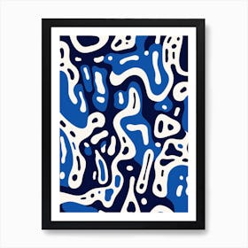 Abstract Blue And White Pattern Art Print