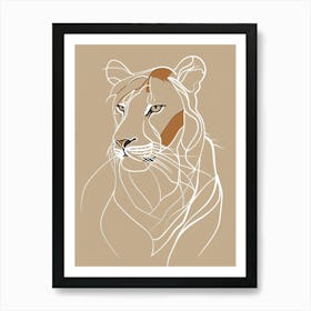 Lion Head - Boho, Line Art Art Print