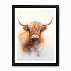Simple Watercolour Of A Highland Cow 2 Art Print