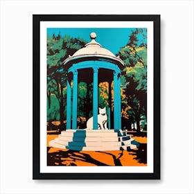 A Painting Of A Cat In Parque Del Retiro, Spain In The Style Of Pop Art 01 Art Print