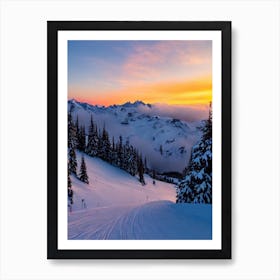 La Thuile, Italy Sunrise Skiing Poster Art Print