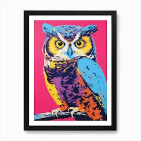 Andy Warhol Style Bird Eastern Screech Owl 3 Art Print