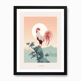 Minimalist Rooster 2 Bird Poster Art Print