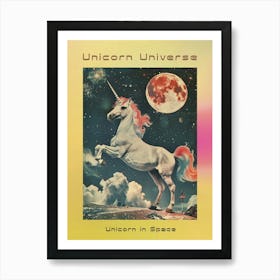 Pastel Unicorn In Space Retro Collage 2 Poster Art Print