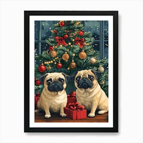 Christmas Pugs 17 Art Print