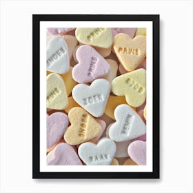 Valentines dutch pastel colored candy hearts - sugar sweets with love from the Netherlands - foodphotography by Christa Stroo  Art Print
