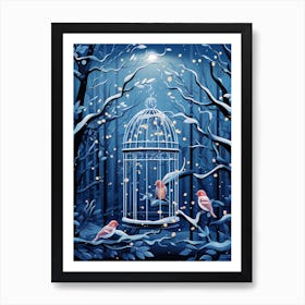 Birdcage In The Winter Forest 3 Art Print