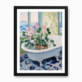 A Bathtube Full Hellebore In A Bathroom 3 Art Print