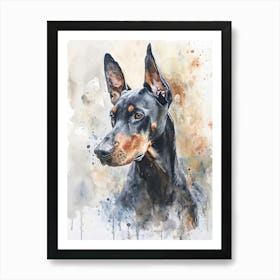 Doberman Pinscher Watercolor Painting 3 Art Print