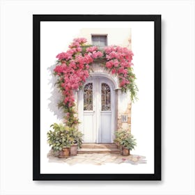 Antibes, France   Mediterranean Doors Watercolour Painting 4 Art Print