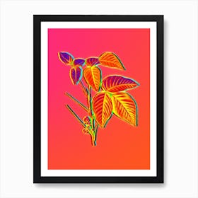 Neon Eastern Poison Ivy Botanical in Hot Pink and Electric Blue n.0022 Art Print