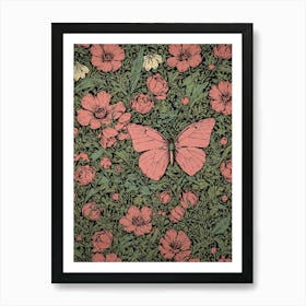 Butterfly And Flowers Art Print