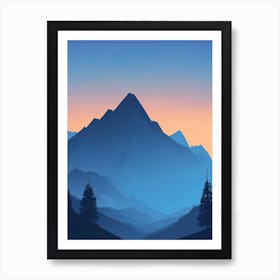 Misty Mountains Vertical Composition In Blue Tone 3 Art Print