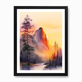 Yosemite National Park Watercolour Art Print