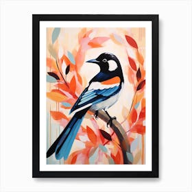 Bird Painting Collage Magpie 4 Art Print