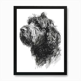 Black Russian Terrier Dog Line Sketch 1 Art Print