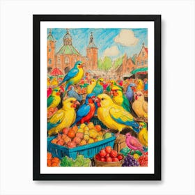 Birds At The Market Art Print