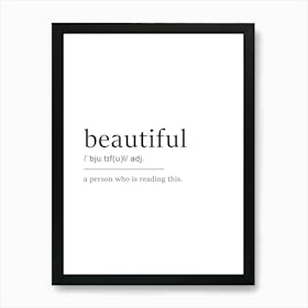 Beautiful Definition Wall Art - Gift for Him Art Print