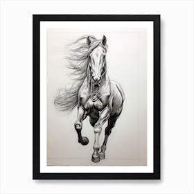 A Horse Painting In The Style Of Hatching And Cross Hatching 4 Art Print