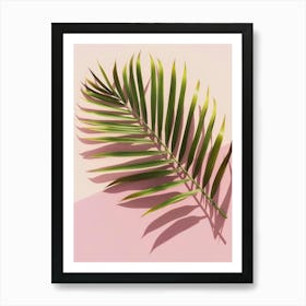 Palm Leaf On Pink Background 5 Art Print