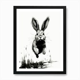 Rabbit Prints Ink Drawing Black And White 8 Art Print