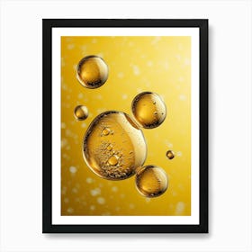 Oil Bubbles On Yellow Background Art Print