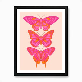 Pink Orange Butterflies Art Print
