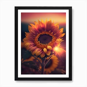 Sunflower At Sunset Art Print