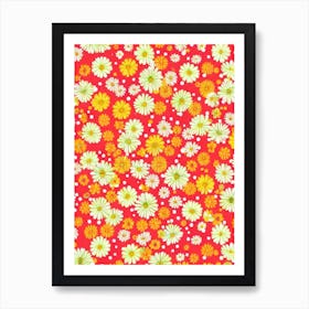 Daisy Floral Print Warm Tones2 Flower Art Print