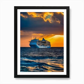 Cruise Ship At Sunset-Reimagined 1 Poster