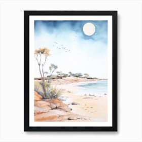 Watercolour Of Shell Beach   Shark Bay Western Australia 0 Art Print