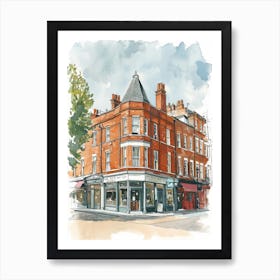 Harrow London Borough   Street Watercolour 1 Art Print