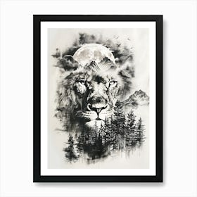 Lion In The Forest 14 Art Print