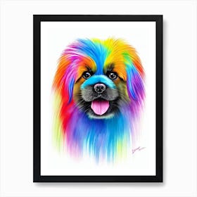 Pekingese Rainbow Oil Painting Dog Art Print