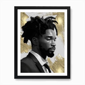 Black Man with Gold Abstract 3 Art Print