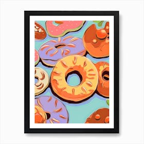 Colourful Donuts Illustration 4 Art Print